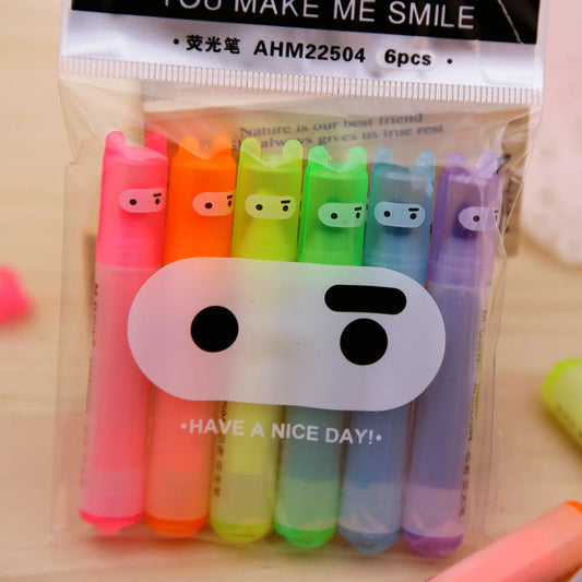6PCS/Set Rabbit Mini Fluorescent Highlighter