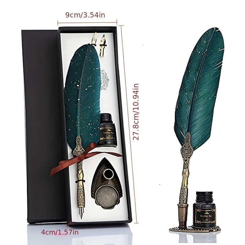 Vintage Feather Pen Set