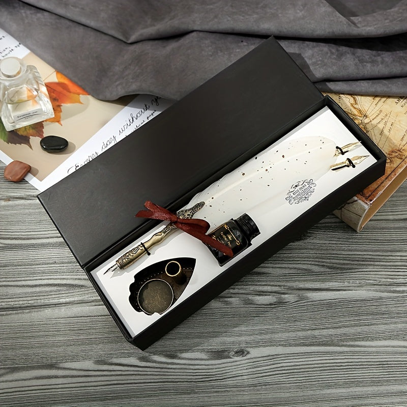 Vintage Feather Pen Set