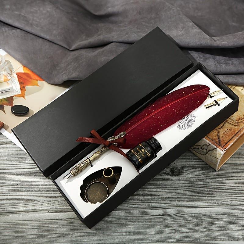 Vintage Feather Pen Set