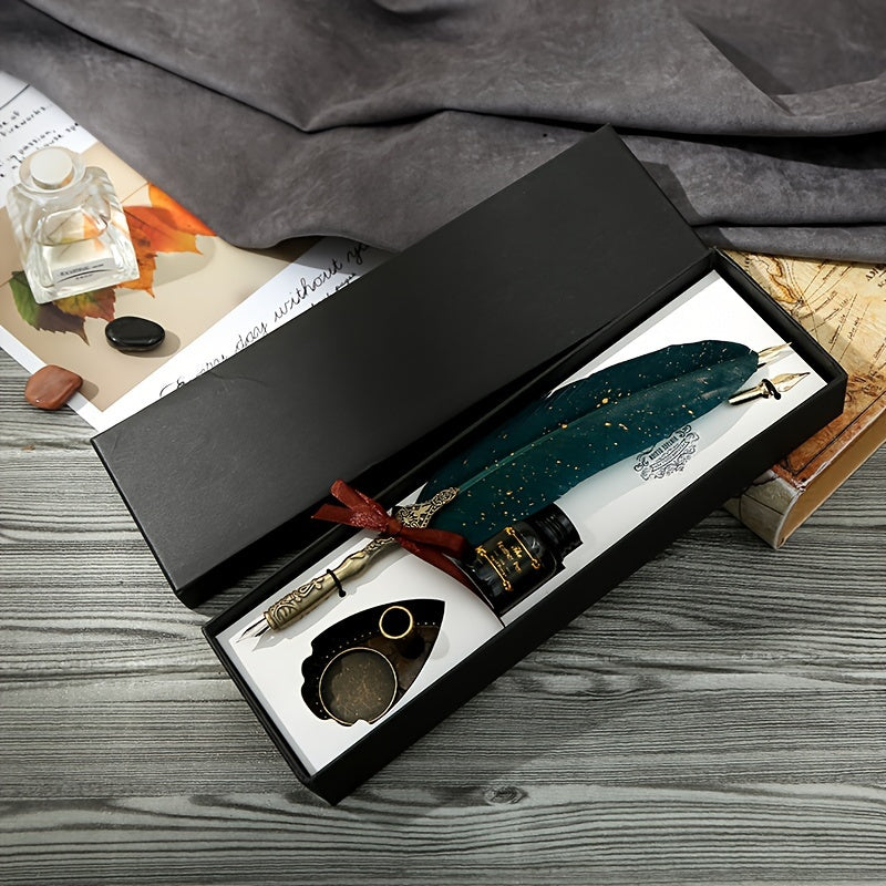 Vintage Feather Pen Set