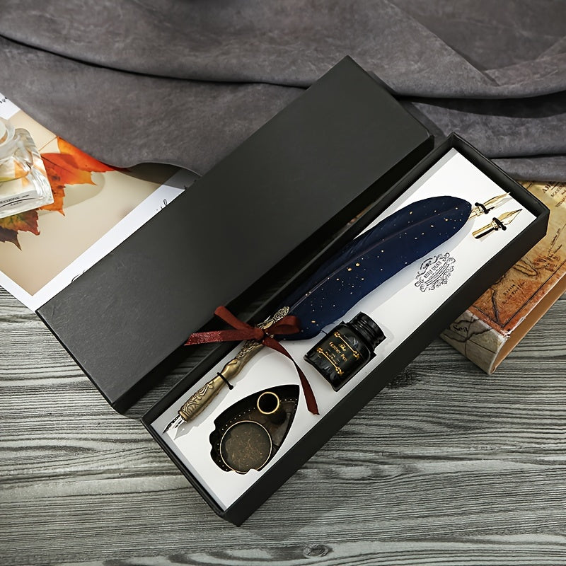 Vintage Feather Pen Set