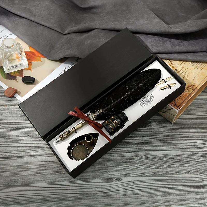 Vintage Feather Pen Set